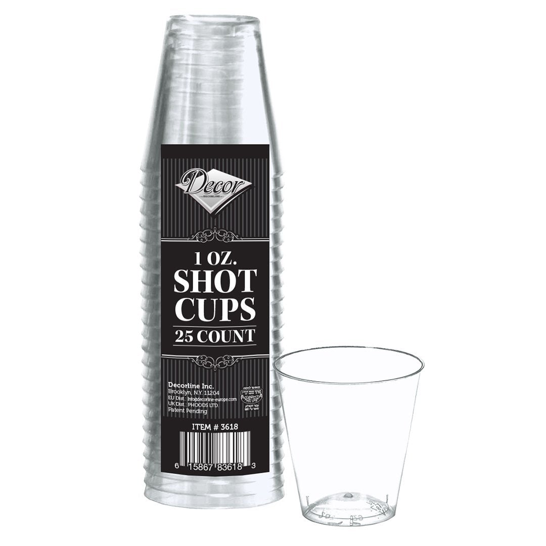 1 oz. Clear Plastic Round Shot Glasses - 50 Pack - Pro Linens