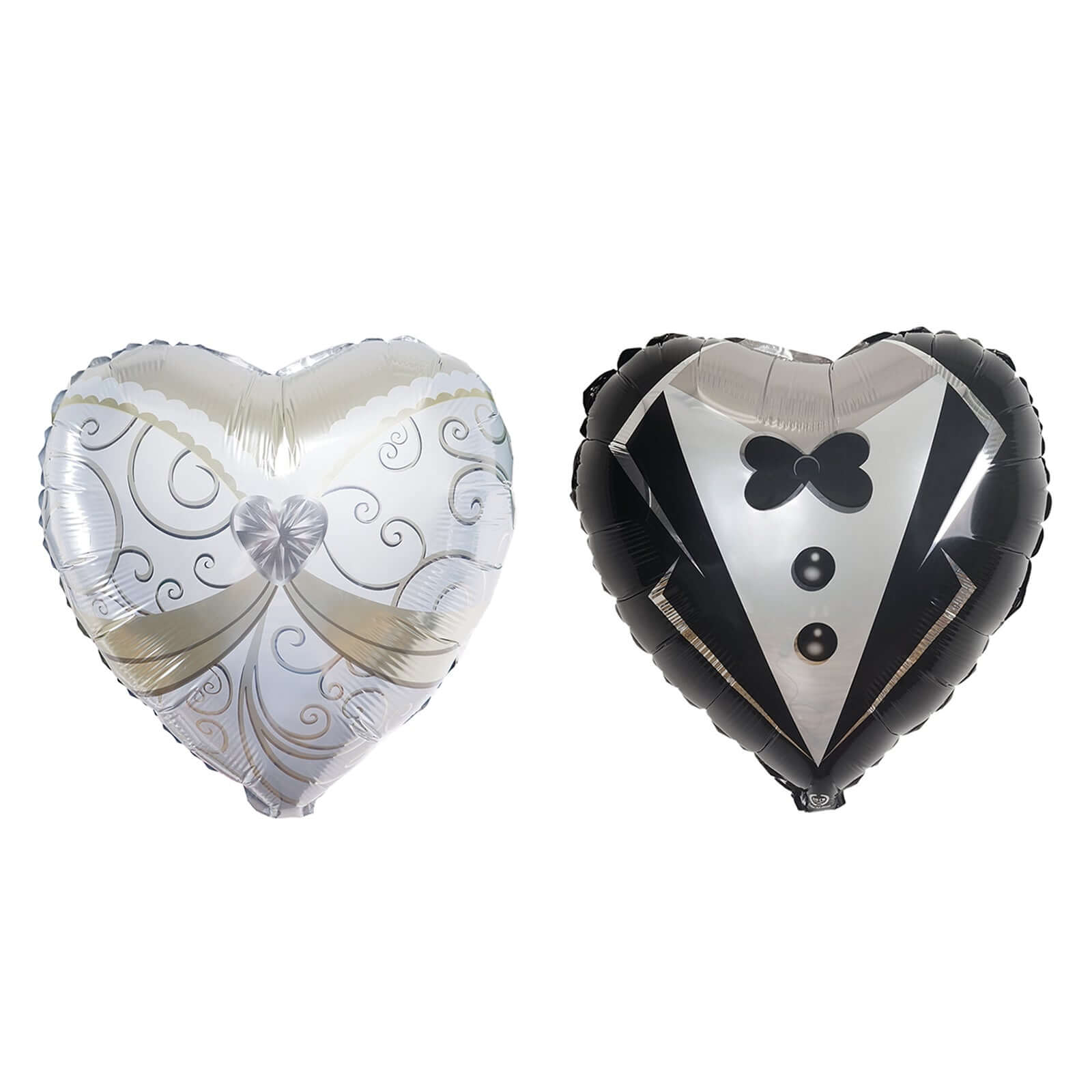 1 Pair 20" Heart Shaped Bride and Groom Mylar Foil Helium Air Balloons - Pro Linens