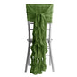 1 Set Chiffon Hoods Chair Sashes with Willow Ruffles Design Olive Green - Stylish Chair Bow Decor - Pro Linens