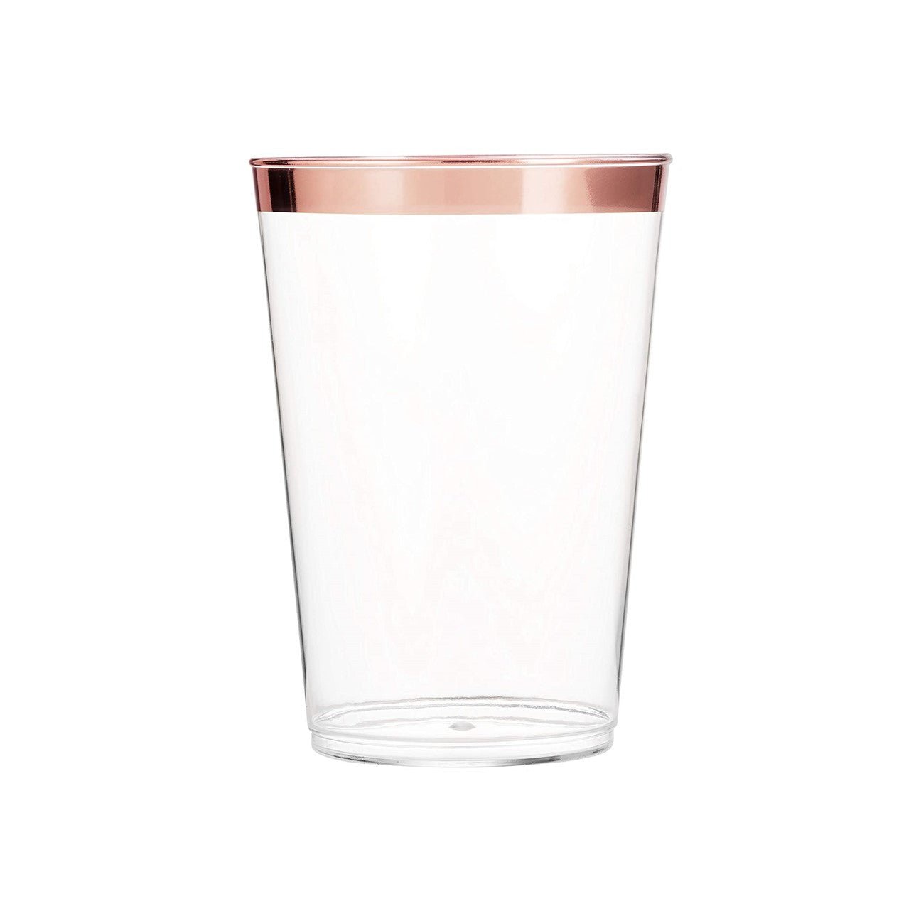 10 Oz Clear Plastic Tumblers With Rose Gold Rim - Pro Linens