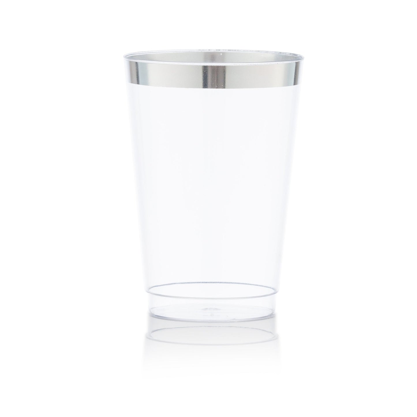 10 Oz Clear Plastic Tumblers With Silver Rim - Pro Linens