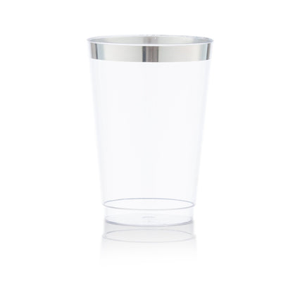 10 Oz Clear Plastic Tumblers With Silver Rim - Pro Linens