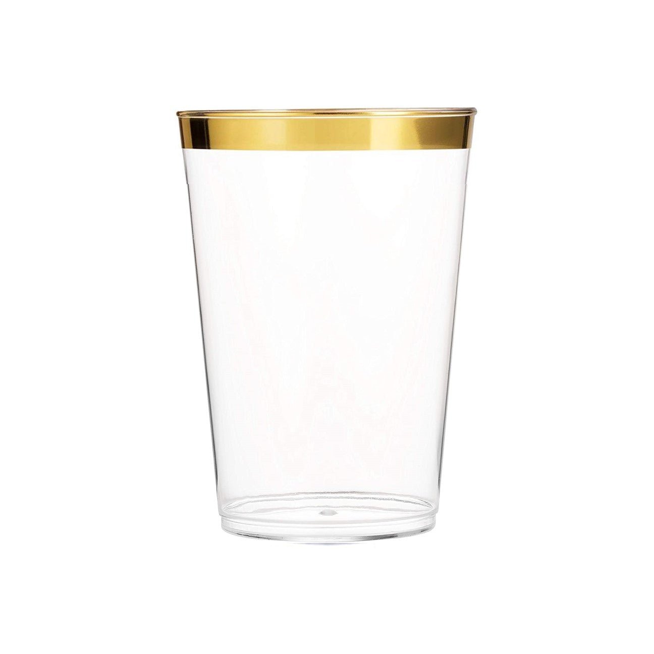 10 Oz Gold Plastic Cups Clear Plastic Tumblers With Gold Rim - Pro Linens