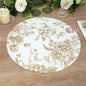 10 Pack 13" Disposable Placemats in French Toile Floral Pattern, White Gold Cardboard Paper Charger Plates Pro Linens