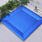 10 Pack 13" Royal Blue Textured Disposable Square Charger Plates, Leather Like Cardboard Serving Trays - 1100 GSM Pro Linens