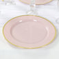 10 Pack Blush Economy Plastic Charger Plates With Gold Rim, 12" Round Dinner Chargers Event Tabletop Decor Pro Linens