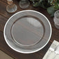 10 Pack Clear Economy Plastic Charger Plates With Silver Rim, 12" Round Dinner Chargers Event Tabletop Decor Pro Linens