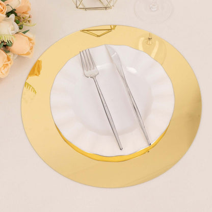 10 Pack Gold Mirror Lightweight Charger Plates For Table Setting, 13" Round Acrylic Decorative Dining Plate Chargers Pro Linens