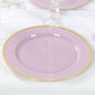 10 Pack Lavender Lilac Economy Plastic Charger Plates With Gold Rim, 12" Round Dinner Chargers Event Tabletop Decor Pro Linens