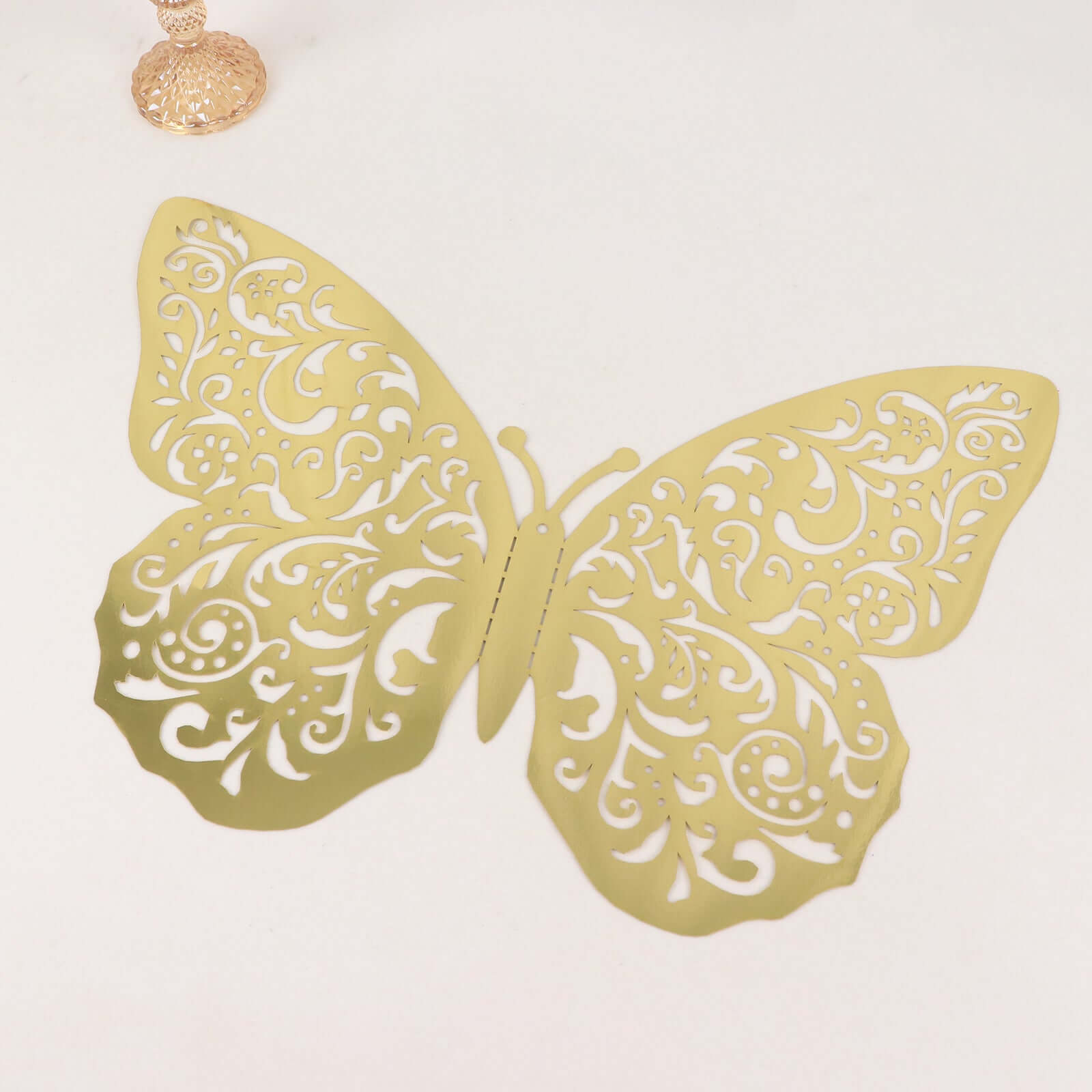 10 Pack Metallic Gold Foil Jumbo 3D Butterfly Wall Stickers, 14"x20" Disposable Paper Charger Placemats Pro Linens