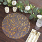 10 Pack Metallic Gold Sheer Organza Round Disposable Placemats with Embossed Foil Flower Design, 13" Dining Table Mats Pro Linens