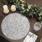 10 Pack Metallic Silver Sequin Mesh Disposable Table Placemats, Round Sparkly Dust Free Sequin Dining Mats 13" Pro Linens