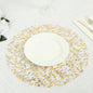 10 Pack White Mesh Organza Round Disposable Placemats with Gold Foil Leaf Vines, Floral Dining Table Mats - 13" Pro Linens