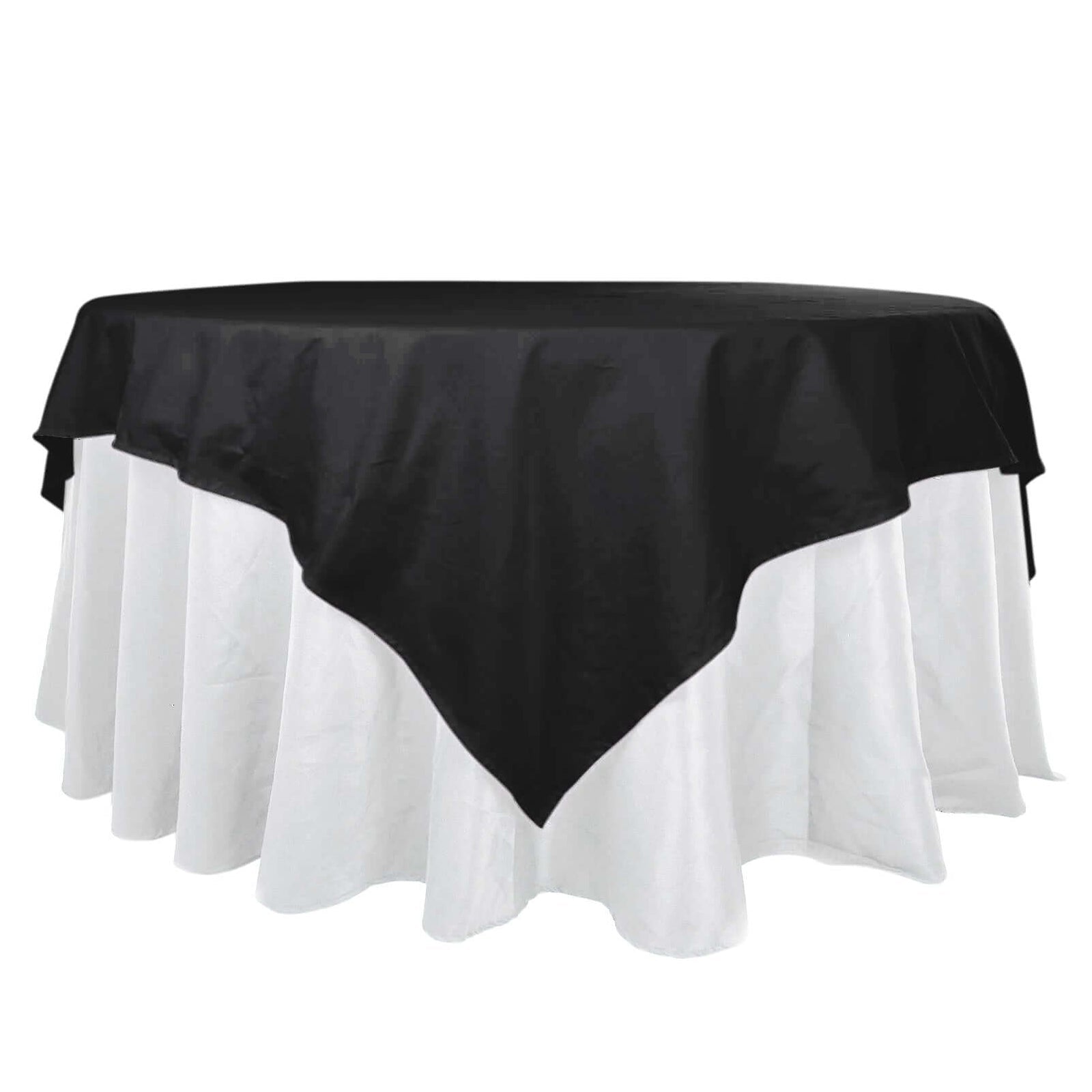 100% Cotton 90"x90" Table Overlay Square Tablecloth Black Linen - Soft & Breathable Fabric Table Topper Pro Linens