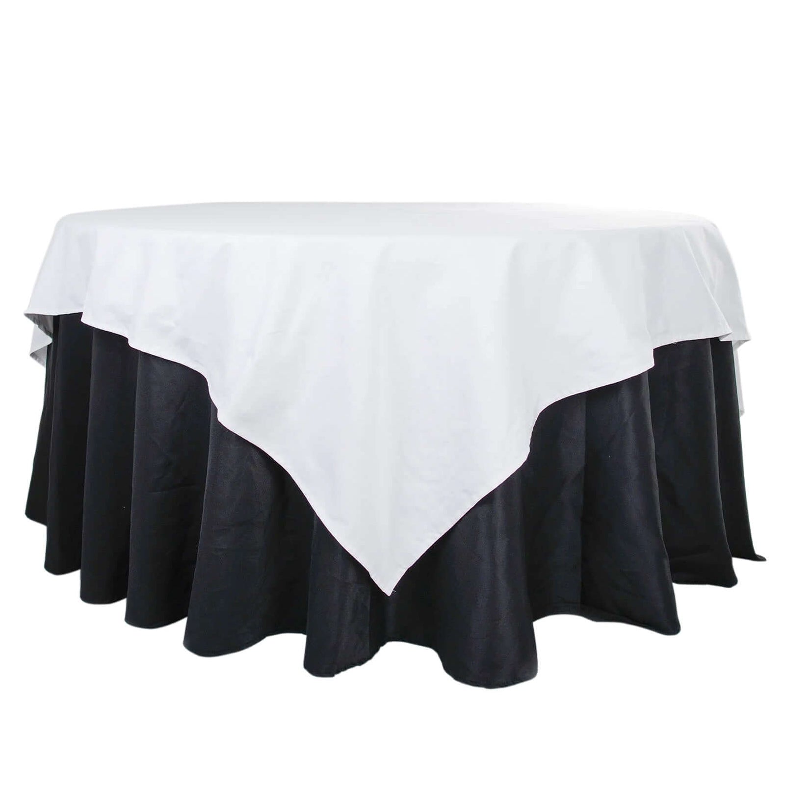 100% Cotton 90"x90" Table Overlay Square Tablecloth White Linen - Sophisticated, Soft & Breathable Fabric Table Cover Pro Linens