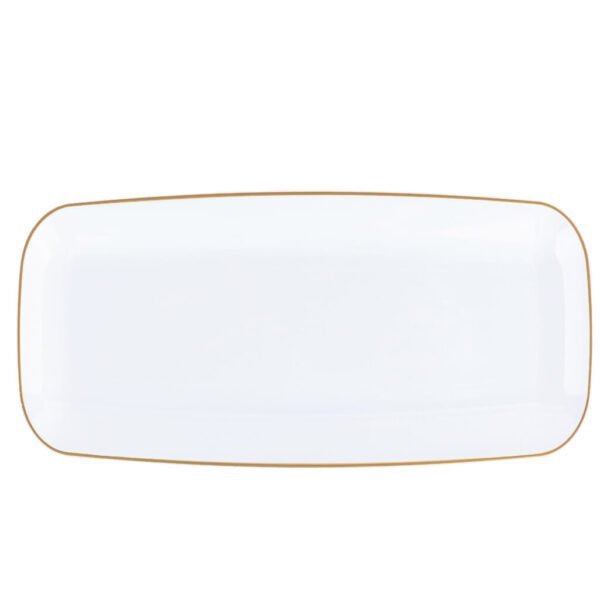 10.6 Inch Organic White and Gold Rectangle Serving Dish - 2 Pack - Pro Linens