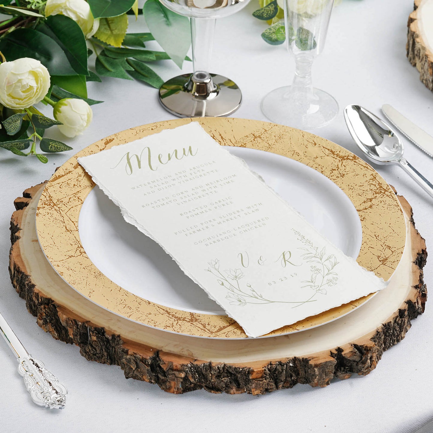 12" Dia Natural Wood Charger Plates With Bark Edge Wood Slice Chargers Rustic Wedding Table Settings Pro Linens