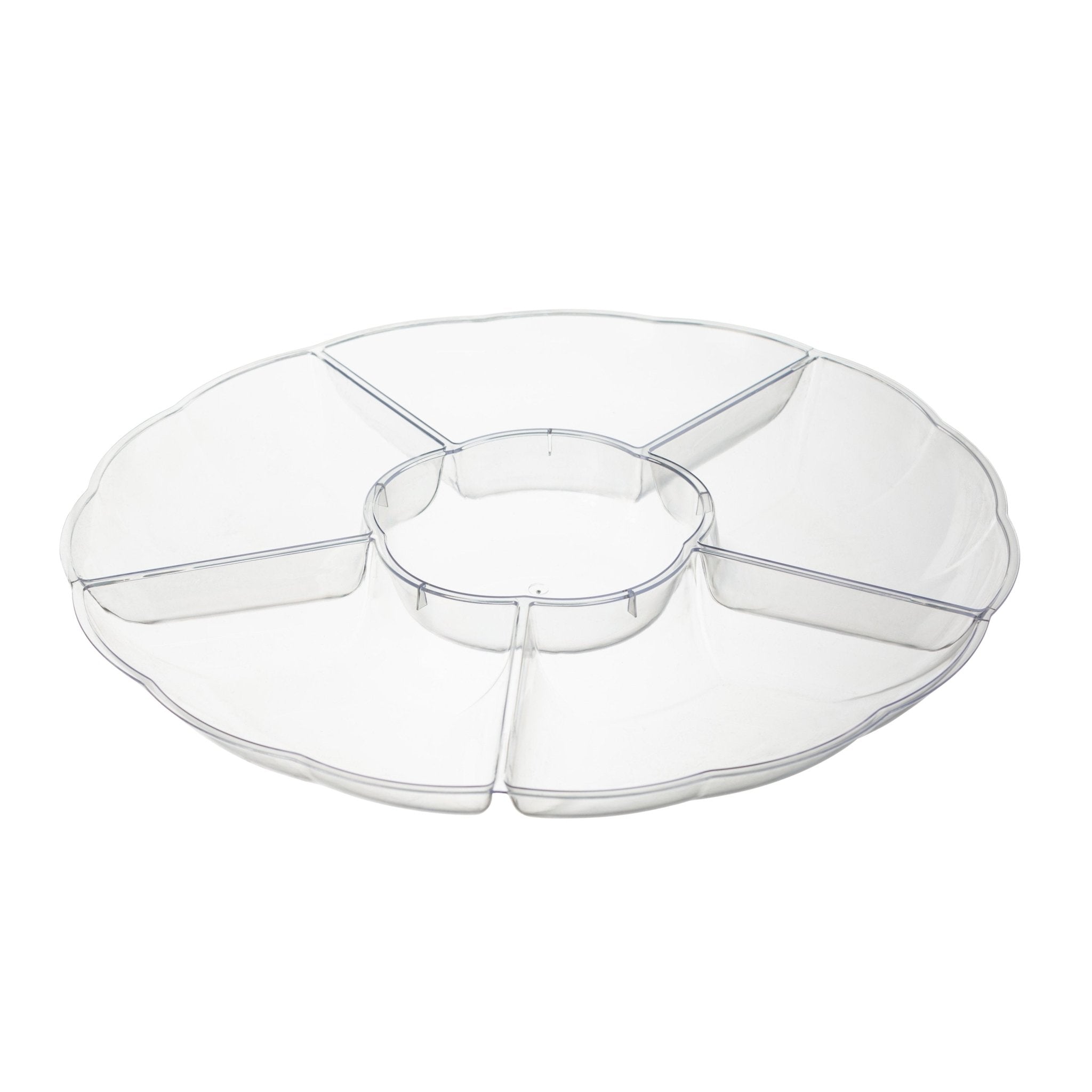 12 inch Clear Plastic Round 6 Compartment Serving Tray - Pro Linens