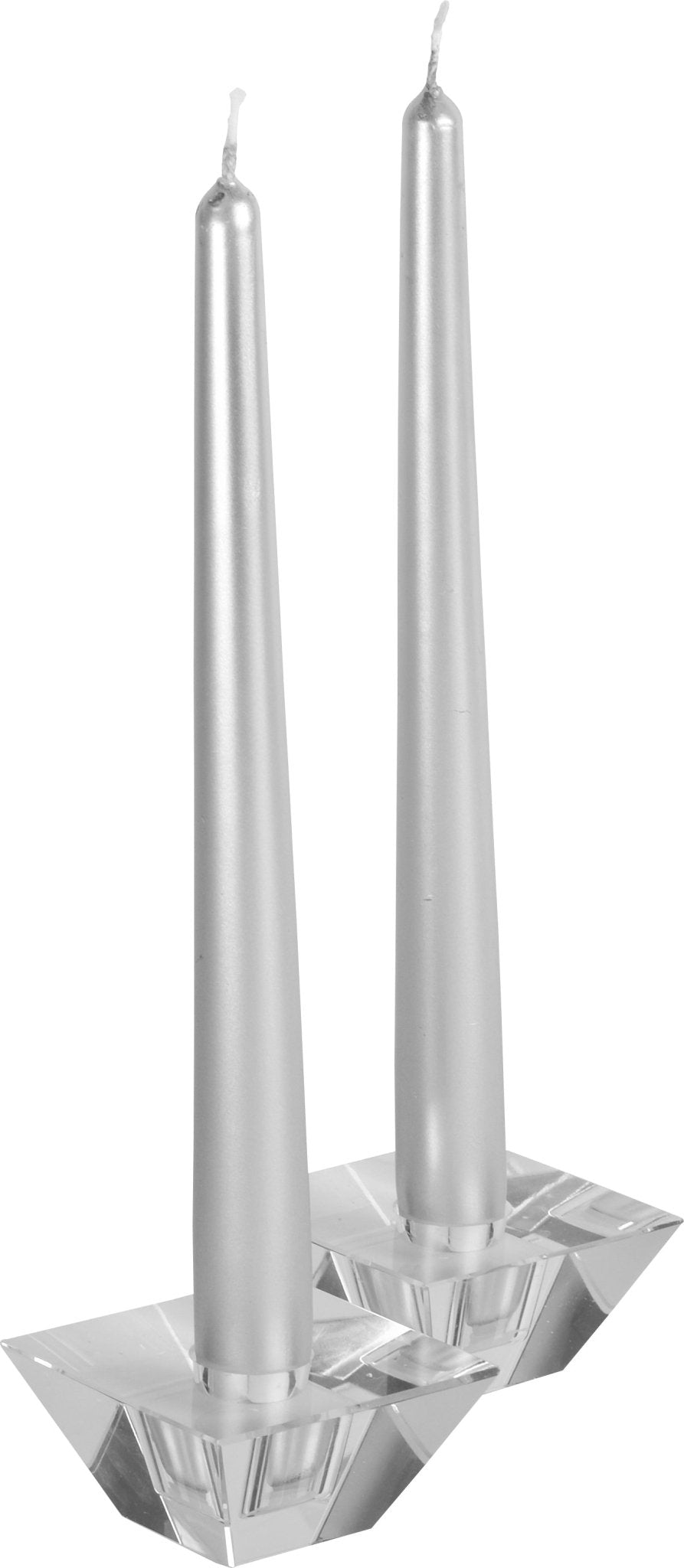 12 Inch Metallic Silver Taper Candles - Pro Linens