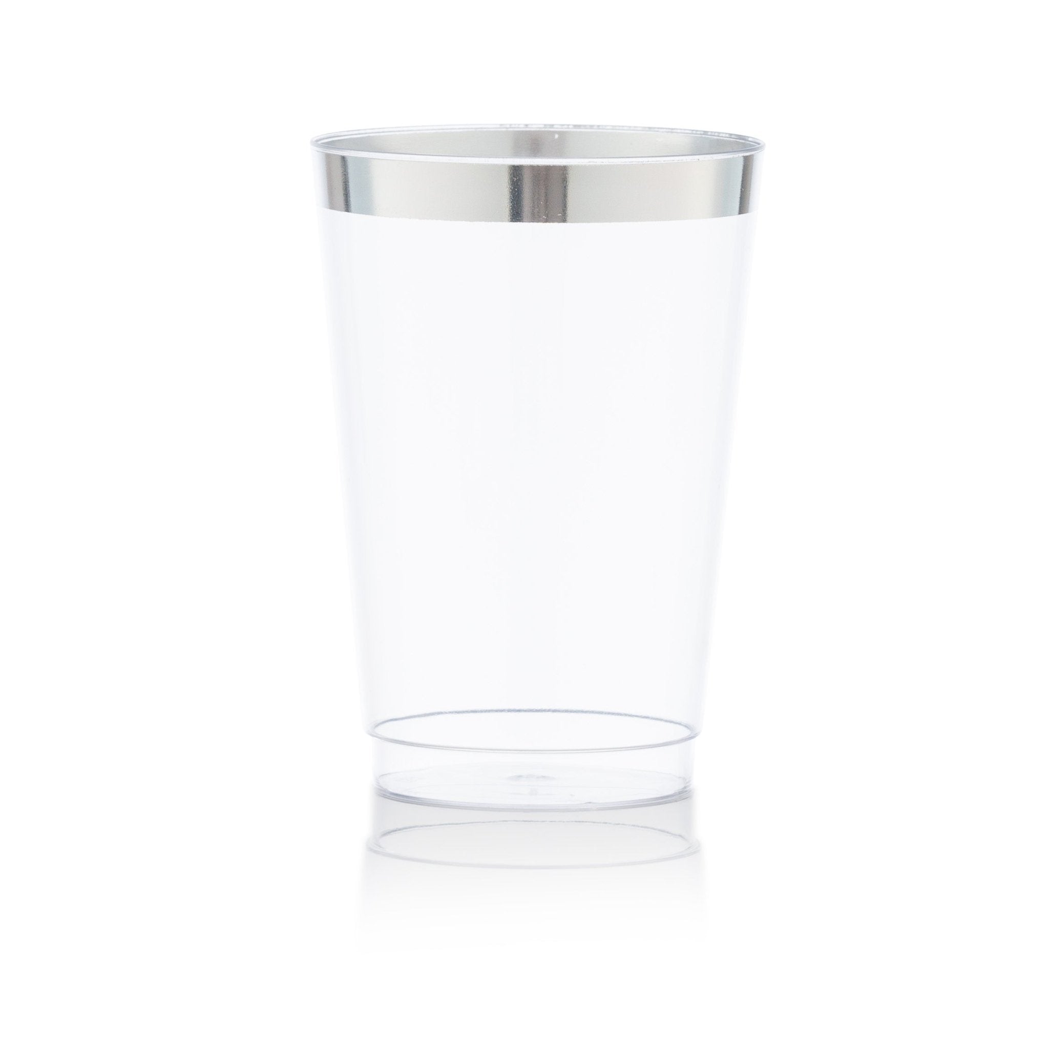 12 Oz Clear Plastic Tumblers With Silver Rim - Pro Linens