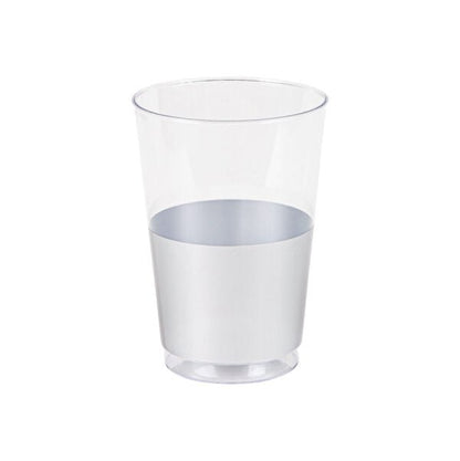 12 Oz Clear/Silver Hard Plastic Round Party Cups 10 Pack - Pro Linens