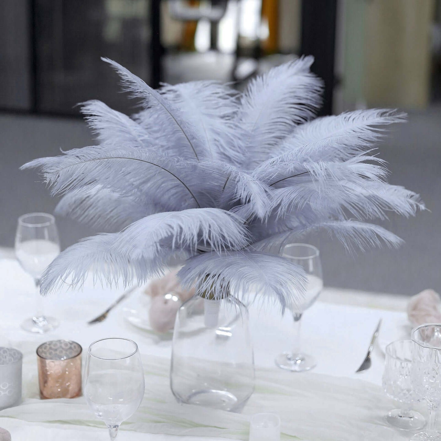 12 Pack 13"-15" Dusty Blue Natural Plume Real Ostrich Feathers, DIY Centerpiece Fillers Pro Linens