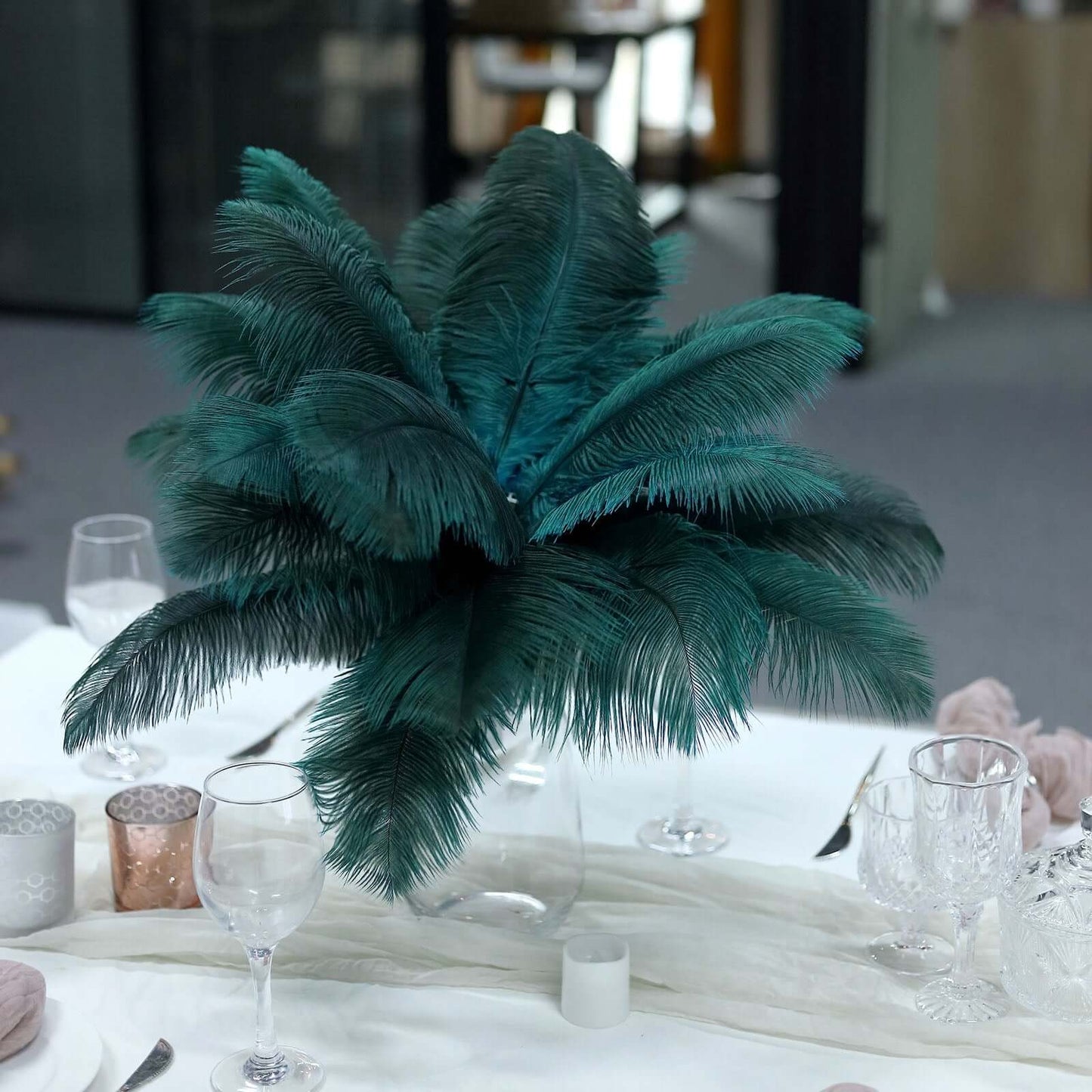 12 Pack 13"-15" Peacock Teal Natural Plume Real Ostrich Feathers, DIY Centerpiece Fillers Pro Linens