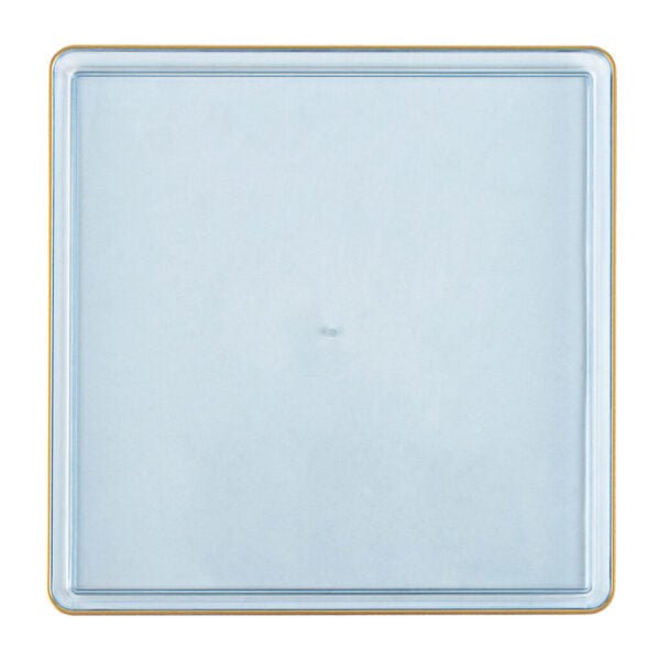 13 Inch Blue Transparent and Gold Square Chargers (4 Count) - Square Edge - Pro Linens