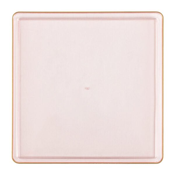 13 Inch Pink Transparent and Gold Square Chargers (4 Count) - Square Edge - Pro Linens