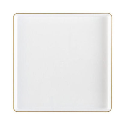 13 Inch White and Gold Square Chargers (4 Count) - Square Edge - Pro Linens