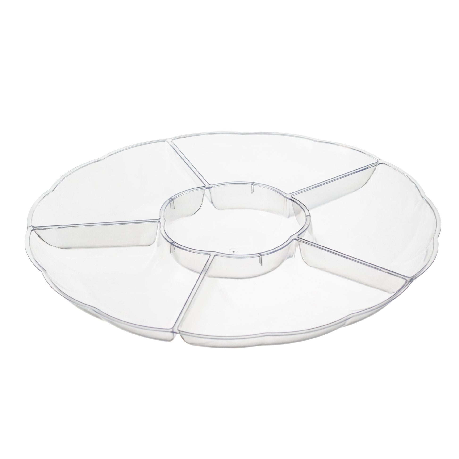 14 Inch Clear Plastic Round 6 Compartment Serving Tray - Pro Linens