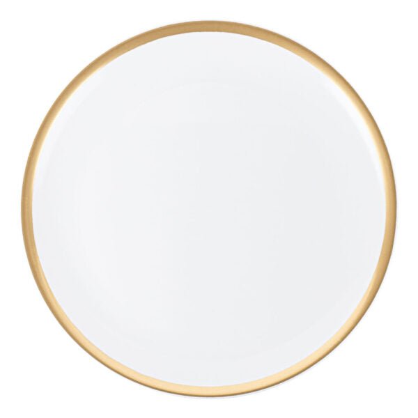 14 Inch White and Gold Round Organic Serving Dish - 2 Pack - Pro Linens