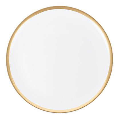 14 Inch White and Gold Round Organic Serving Dish - 2 Pack - Pro Linens