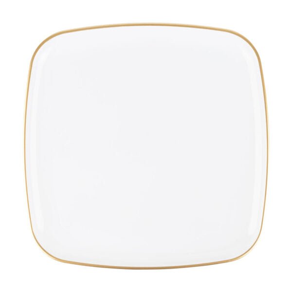 14 Inch White and Gold Square Organic Serving Dish - 1 Count - Pro Linens