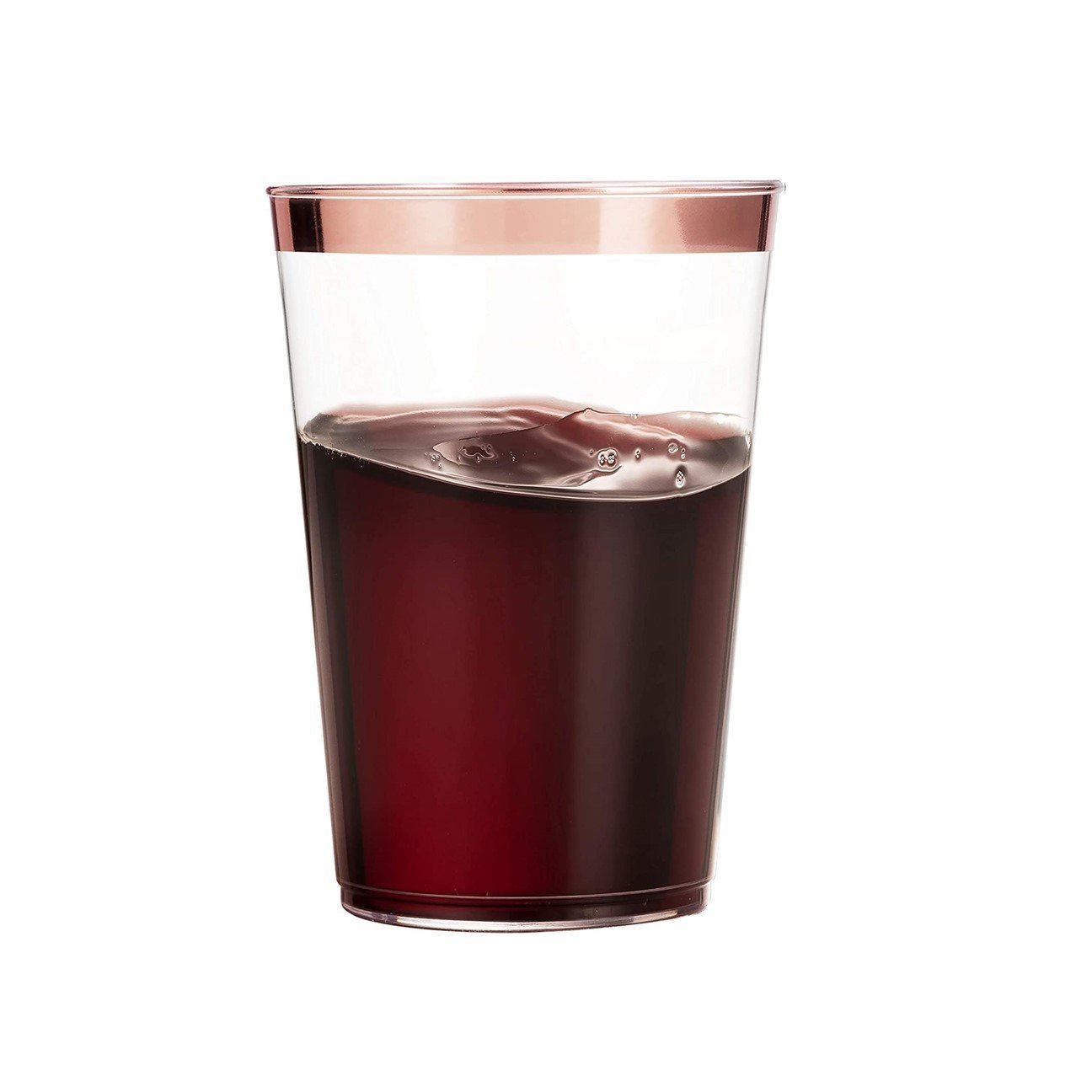 14 Oz Clear Plastic Tumblers With Rose Gold Rim - Pro Linens