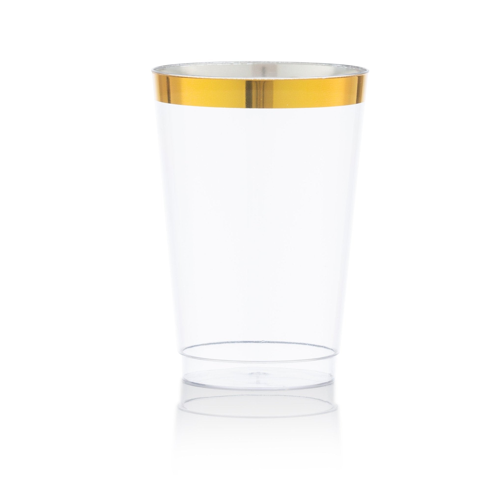 14 Oz Gold Plastic Cups Clear Plastic Tumblers With Gold Rim - Pro Linens