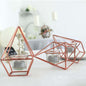 16" Rose Gold Geometric Candle Holder Set Linked Metal Geometric Centerpieces with Votive Glass Holders Pro Linens