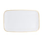 18" x 11" Organic White and Gold Rectangle Serving Dish - 2 Pack - Pro Linens