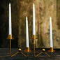 2 Pack 2 Arm Gold Metal Geometric Taper Candle Candelabra Holder Centerpiece With V-Shaped Base - 7" Pro Linens