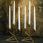 2 Pack 3 Arm Gold Metal Geometric Taper Candle Candelabra Holder Centerpiece With Triangle Base - 7" Pro Linens