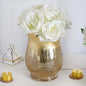 2 Pack 8" Gold Curvy Bell Shaped Crackle Glass Hurricane Vase, Votive Tealight Candle Holders Pro Linens