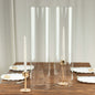 2 Pack Clear Candelabra Candle Holder Glass Shades With Open Ends, Pillar Hurricane Candle Shades - 24" Pro Linens