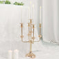 20" Gold Metal 5-Arm Taper Candle Stick Candelabra, Candle Holder Stand Wedding Centerpiece Pro Linens