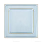 20 Pack Blue and Gold Square Plastic Dinnerware Set (10 Guests) - Square Edge - Pro Linens