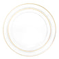 20 Pack Clear and Gold Round Plastic Dinnerware Set (10 Guests) - Edge - Pro Linens