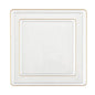 20 Pack Clear and Gold Square Plastic Dinnerware Set (10 Guests) - Square Edge - Pro Linens