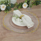 20 Pack Clear Gold Economy Plastic Serving Plates with Embossed Baroque Rim, 13" Round Decorative Charger Plates Pro Linens