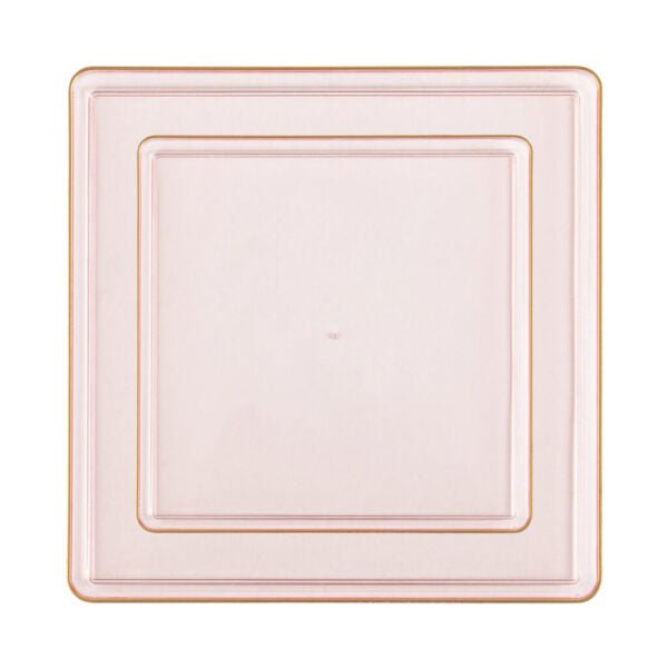 20 Pack Pink and Gold Square Plastic Dinnerware Set (10 Guests) - Square Edge - Pro Linens