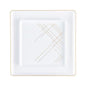 20 Pack White and Gold Geometric Square Plastic Dinnerware Set (10 Guests) - Square Edge - Pro Linens