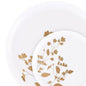 20 Pack White and Gold Round Plastic Dinnerware Set (10 Guests) - Garden - Pro Linens